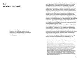 Eine Seite aus einem deutschsprachigen Buch mit der Seitenzahl 45. Die Überschrift lautet 1.1 Minimal verfälscht. Der Text beginnt mit einem Zitat von Yvonne Rainer und behandelt minimalistische Kunst, unter anderem Werke von Lynda Benglis. Am Seitenende befinden sich vier Fußnoten.