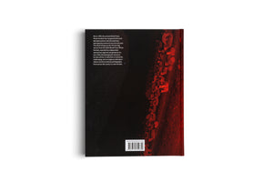 Rückseite des Buches World Press Photo 2023. Der schwarze Einband zeigt links den Klappentext in weißer Schrift und rechts ein vertikales, rot beleuchtetes Foto einer Gruppe von Menschen. Unten befindet sich ein Barcode.