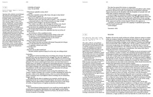 Eine Doppelseite aus einem Buch mit den Seitenzahlen 490 und 491 und der Überschrift Excerpts. Die linke Seite zeigt einen Text mit dem Titel CONTRE-ATTAQUE, CALL TO ACTION. Die rechte Seite zeigt einen Text mit dem Titel REALISM von Paul Westheim. Der gesamte Text ist auf Englisch und in Spalten gesetzt.