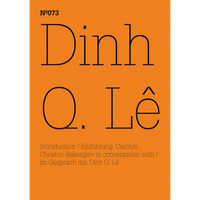 Ein Buchcover mit orangefarbenem Hintergrund. Der Name Dinh Q. Lê ist in großer, schwarzer Schrift gesetzt. Oben links steht Nº073.