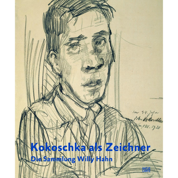 Eine expressive Bleistiftskizze, ein Selbstporträt von Oskar Kokoschka, auf dem Buchcover von Kokoschka als Zeichner.
