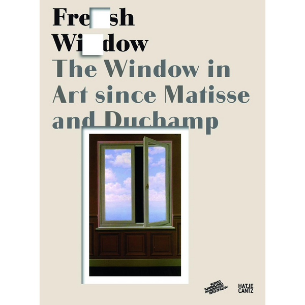 Cover des Kunstbuchs Fresh Window mit einem surrealistischen Gemälde eines geöffneten Fensters, das den Blick auf einen Wolkenhimmel freigibt.