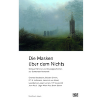 Das Cover des Buches Die Masken über dem Nichts zeigt eine Prozession von Mönchen, die durch eine neblige Landschaft auf die Ruine einer gotischen Kirche zugehen.