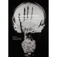 Schwarz-weißes Buchcover für Biomedical Visions: Eine Hand vor einem leuchtenden, schädelartigen Umriss, überlagert von dem wiederholten, handgeschriebenen Text you you.