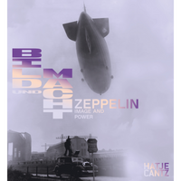 Das Buchcover zu Zeppelin: Bild und Macht zeigt einen großen Zeppelin am Himmel über einer historischen Fotografie.