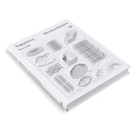 Ein weißes Hardcover-Buch mit dem Titel Tragsysteme und Structure Systems von Heino Engel, das schräg auf einer weißen Oberfläche liegt. Das Cover zeigt eine Collage aus technischen Linienzeichnungen verschiedener architektonischer Tragwerke.