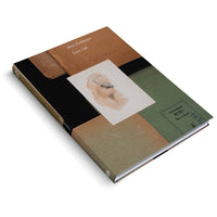 Ein schräg liegendes Buch mit dem Titel Irène Zurkinden, Love, Life auf weißem Grund. Der Einband ist eine Collage aus braunem und grünem Karton sowie einem schwarzen Bereich und zeigt in der Mitte eine kleine Aquarellzeichnung eines weiblichen Torsos.